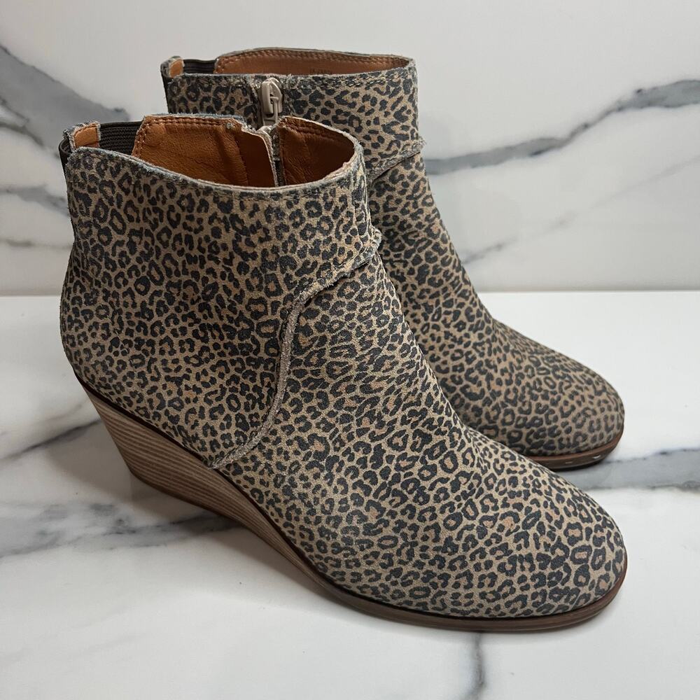Lucky Brand Animal Print Wedge Booties